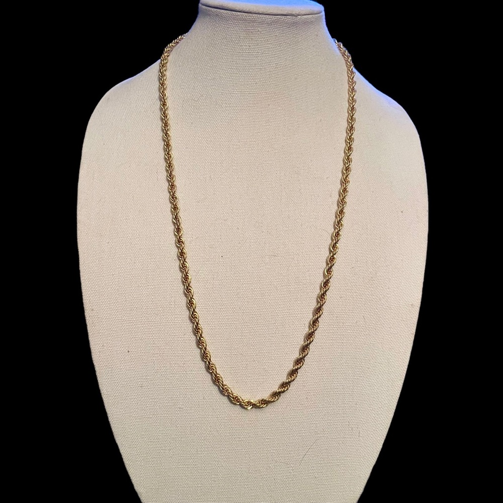 Vintage unisex thick gold rope chain necklace